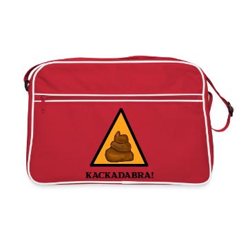 Kackadabra Panneau d’avertissement drôle Caca Enfants Chiens - Sac Retro - rouge/blanc - Devant