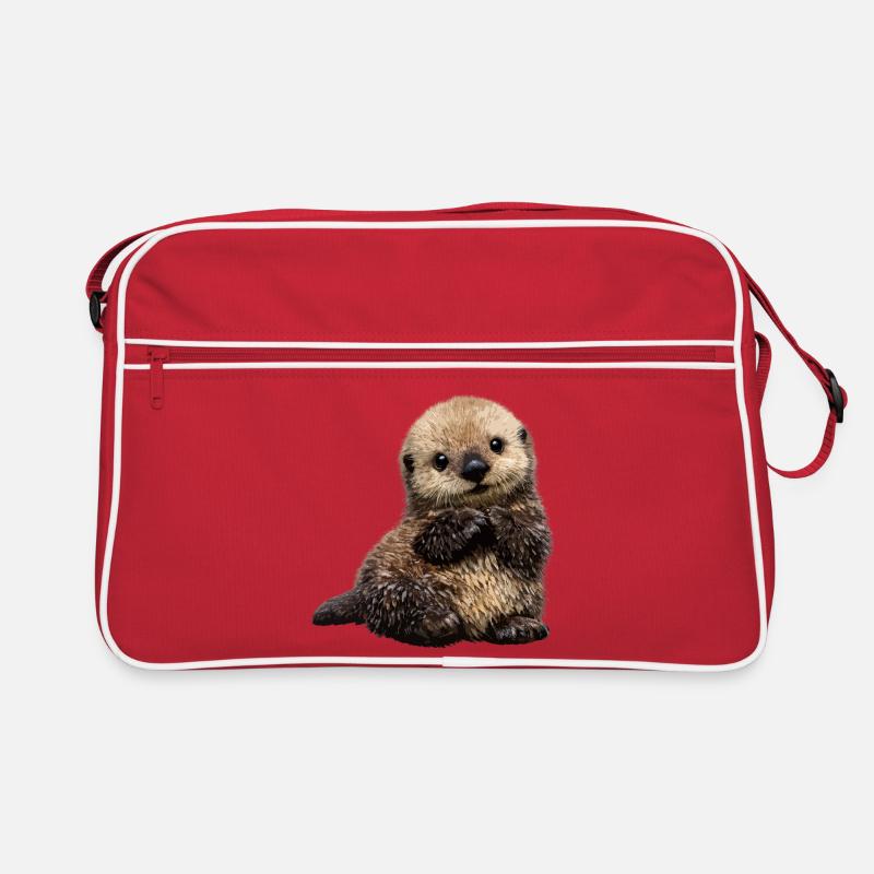 Otter-Kuscheltier auf spielerischem Muster Retro Tasche