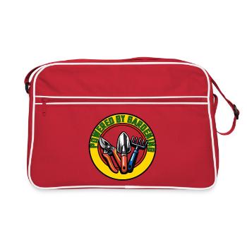 Gärtnern, Kreislogo mit Werkzeugen - Retro Tasche - Rot/Weiß - Vorne