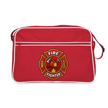 Firefighter Helmet Emblem with Axe - Retro Bag - red/white - Front