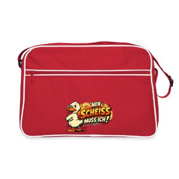 Einen Scheiss muss ich! Lustiges Statement - Retro Tasche - Rot/Weiß - Vorne