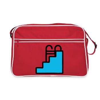  Pool Leiter Schwimmbad Icon - Retro Tasche - Rot/Weiß - Vorne