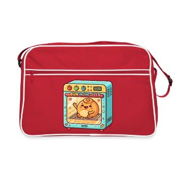 Femme enceinte dans un chignon dans le four – drôle de femme - Sac Retro - rouge/blanc - Devant