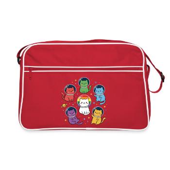 Mois de la fierté LGBT - Rainbow Space Cats - Sac Retro - rouge/blanc - Devant