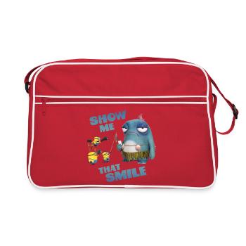 Minions With Quote Show Me That Smile - Retro Bag - red/white - Front