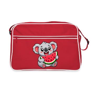 Cute koala with watermelon cartoon motif - Retro Bag - red/white - Front