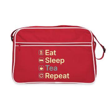Eat Sleep Tea Repeat Funny Tea Lover Gift - Retro Bag - red/white - Front