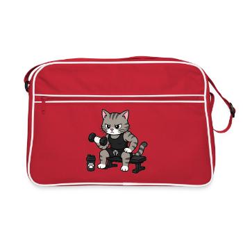 Katzen-Buddy - Gym Buddy - Retro Tasche - Rot/Weiß - Vorne
