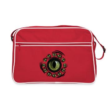 Circular cyclic green eye - Retro Bag - red/white - Front