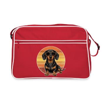 Vintage Dachshund Sunset Retro 70s Sunglasses Shirt - Retro Bag - red/white - Front