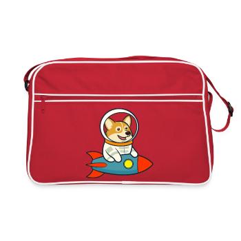 L’espace des corgis sur la fusée - Sac Retro - rouge/blanc - Devant