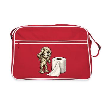 Mummy and Toilet Paper Cartoon - Retro Bag - red/white - Front