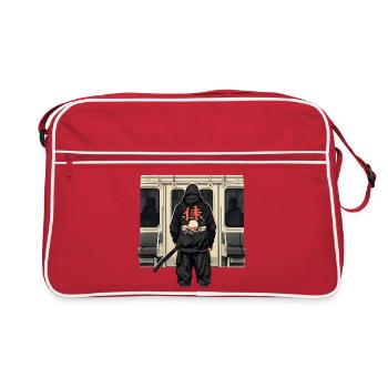 U-Bahn Ninja mit rotem Kanji - Retro Tasche - Rot/Weiß - Vorne