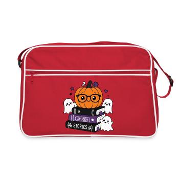Citrouille d’Halloween avec lunettes - Sac Retro - rouge/blanc - Devant