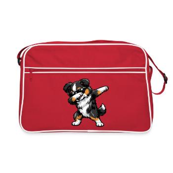 Tamponnage du Berger Américain Miniature - Sac Retro - rouge/blanc - Devant