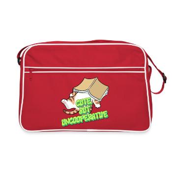 Cute But Uncooperative Cat - Retro Bag - red/white - Front
