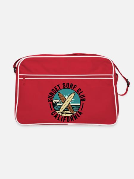Sunset Surf Club - Retro Tasche - Rot/Weiß