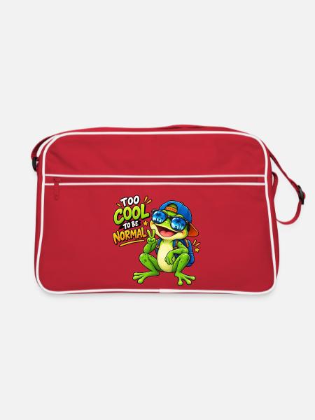 Too Cool To Be Normal lustiges Froschkinder-T-Shirt - Retro Tasche - Rot/Weiß