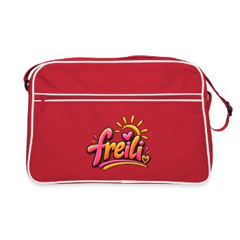 Freili Sonnenherz Neon-Design - Retro Tasche - Rot/Weiß - Vorne