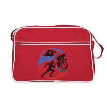Triathlon – Schwimmen Radfahren Laufen - Retro Tasche - Rot/Weiß - Vorne