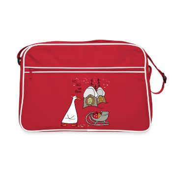 Weihnachtliche Gans  - Retro Tasche - Rot/Weiß - Vorne