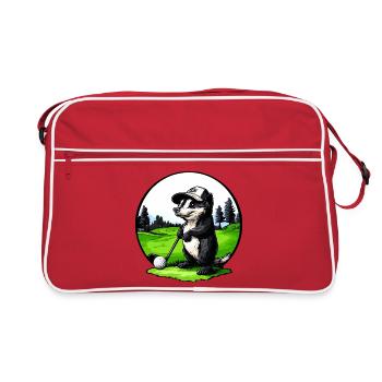Stinktier Golfspieler - Retro Tasche - Rot/Weiß - Vorne