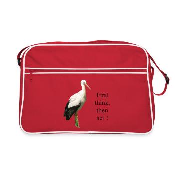 Storch First think, then act! - Retro Tasche - Rot/Weiß - Vorne