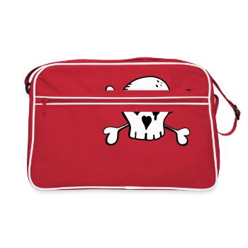Skull with Heart - Skull - Skull -Skull - Retro Bag - red/white - Front