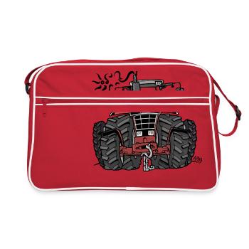 0097 Roter Traktor - Retro Tasche - Rot/Weiß - Vorne