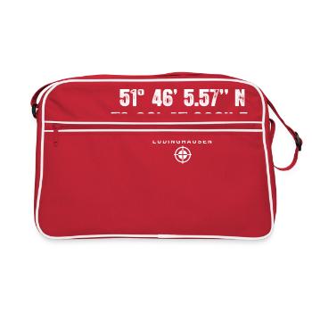 Lüdinghausen Geocacher Geschenk Standort GPS Stadt - Retro Tasche - Rot/Weiß - Vorne