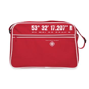 Schortens Geocacher Geschenk Standort GPS Stadt - Retro Tasche - Rot/Weiß - Vorne