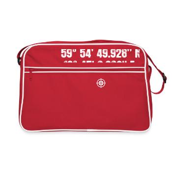 Oslo Geocacher Koordinaten Geschenk Europa - Retro Tasche - Rot/Weiß - Vorne