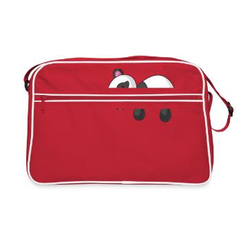 Schläfriger Comic Panda - Retro Tasche - Rot/Weiß - Vorne