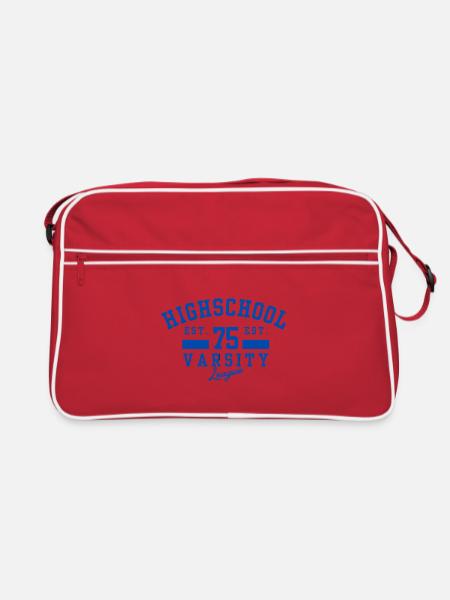 Emblème Varsity du lycée Bleu 75 - Sac Retro - rouge/blanc - Devant