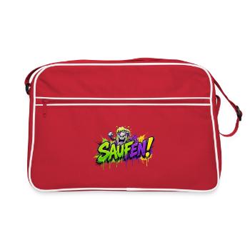 Saufen Neon Graffiti Bierkan - Retro Tasche - Rot/Weiß - Vorne