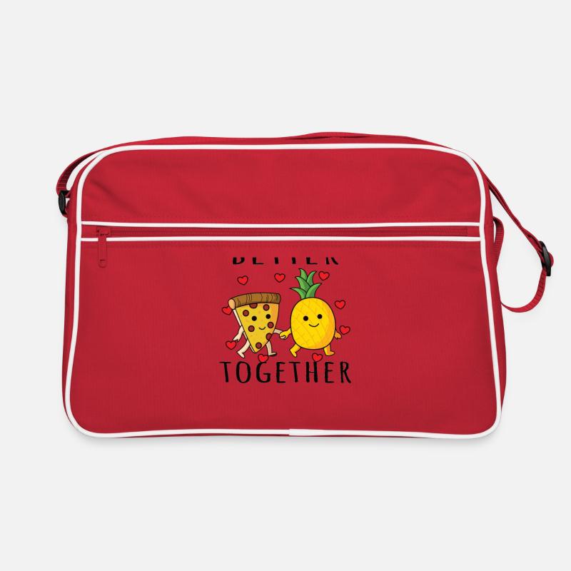 Pizza Hawaï Ananas Pizza Manger - Sac Retro - rouge/blanc