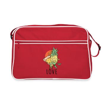 Pizza Hawaii Ananas Pizza Nourriture - Sac Retro - rouge/blanc - Devant