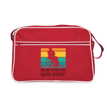 Rollstuhlfahrer Humor Spruch - Retro Tasche - Rot/Weiß - Vorne