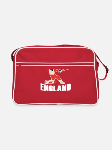 England Cricket Shirt Cricket Team - Retro Tasche - Rot/Weiß - Vorne