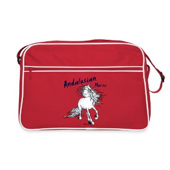Pfiffiger Andalusier - Pferd - Retro Tasche - Rot/Weiß - Vorne