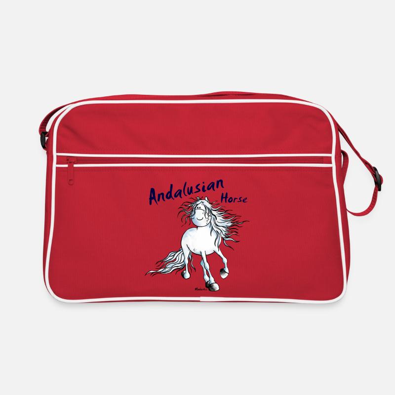 Pfiffiger Andalusier - Pferd - Retro Tasche - Rot/Weiß