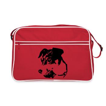 Jack Russell Terrier Kopf - Retro Tasche - Rot/Weiß - Vorne