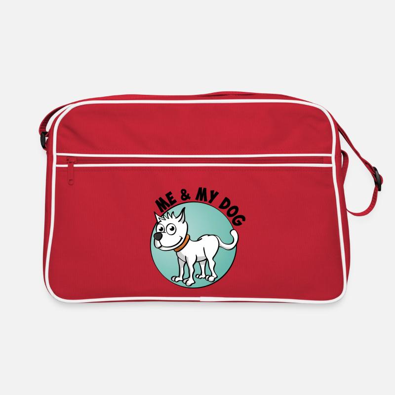 Moi et mon chien. Dessin joyeux d’un chien - Sac Retro - rouge/blanc
