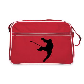 Logo de l’image de l’ombre de hockey sur glace - Sac Retro - rouge/blanc - Devant