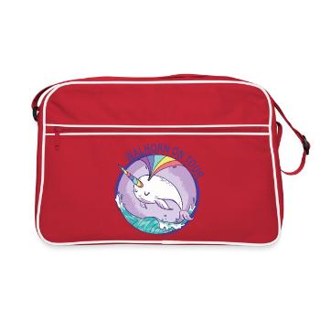 Unicorn whale in water with rainbow - Retro Bag - red/white - Front