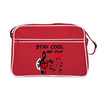 Touche de musique avec cœur et piano Restez cool - Sac Retro - rouge/blanc - Devant
