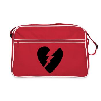 Cœur Noir Brisé logo - Sac Retro - rouge/blanc - Devant