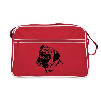 Boxer Kopf - Retro Tasche - Rot/Weiß - Vorne
