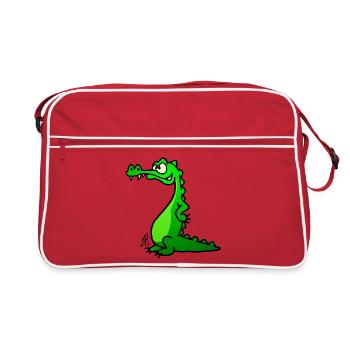 Crocodile Full Color Design - Retro Bag - red/white - Front