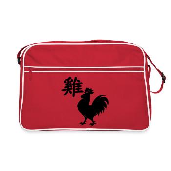Coq de caractère chinois avec image de coq - Sac Retro - rouge/blanc - Devant